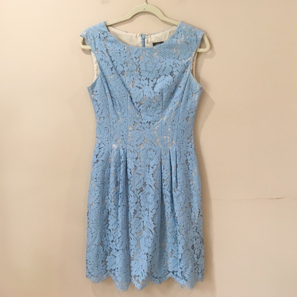 VINCE CAMUTO Women’s 4 Fit&flare Dress Blue Lace Overlay Wedding Formal Evening - Picture 1 of 10